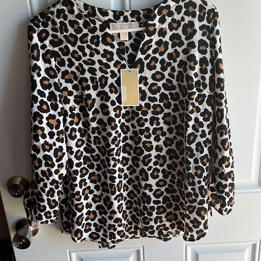 NWT Michael Kors leopard print blouse